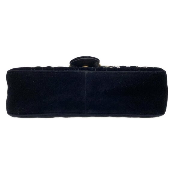 Auth GUCCI GG Marmont Quilting Small Shoulder Bag 443497 Black Velour - Picture 7 of 16